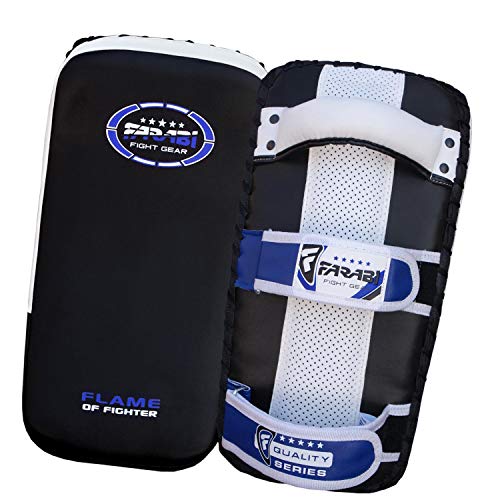 Farabi Thai Pads Kickboxing Muay Thai Training Strike Pads - color: White/Blue, size: Single