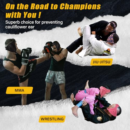 Trymaker Wrestling Headgear, Head Gear with Chin Cup, Sorf Ear Guard for Men, MMA, Jiu-Jitsu (for Users Aged 12+) - size: M (18 1/2" - 21 1/4"), style: Pink