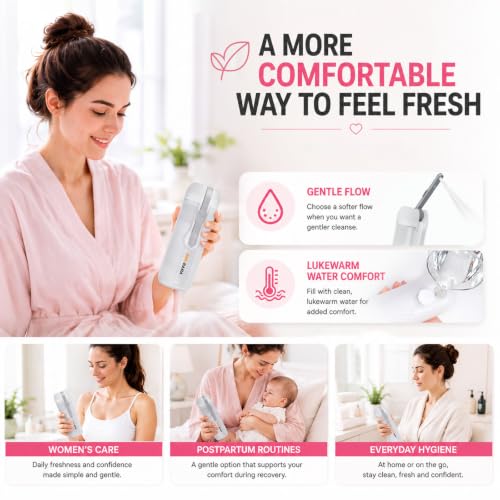 Portable Electric Bidet for Travel with 180° Adjustable Nozzle, Strong Water Pressure- Handheld Rechargeable USB-C Bidet,350ml IPX6 Waterproof Personal Hygiene Cleaner for Postpartum Women, Camping - color: white-grey