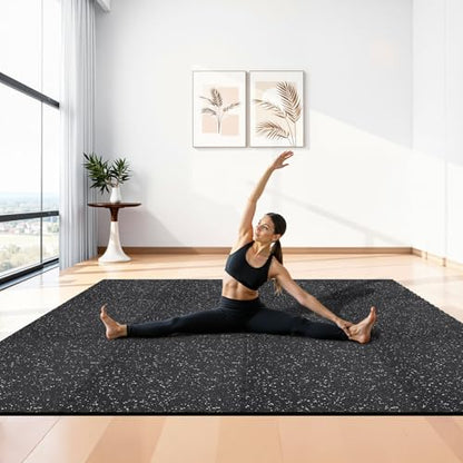 VEVOR 0.56Inch 24sq.ft 6 Tiles Gym Flooring for Home Gym, Rubber Top with High Density EVA Foam, 24 x 24In Gym Floor Exercise Equipment Mats, Interlocking Gym Mats, Puzzle Workout Mats, Black & Gray | Rubber Top with High Density EVA Foam, Lightweight Gym