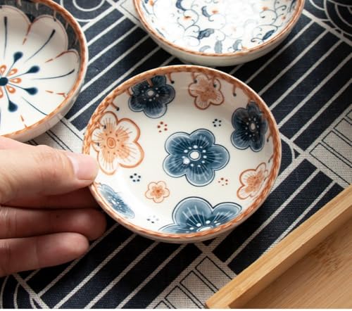 4 Pack 3 oz Small Soy Sauce Dish Ceramic Dipping Sauce Bowls | Japanese Style/Cute/Mini Dipping Bowls for Sushi,Side Dish,Ketchup,Dips,Condiment,Snack/BBQ Party/Stackable - color: Brown