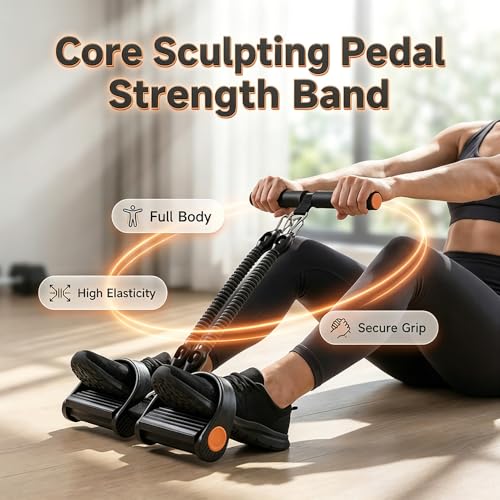 Pedal Resistance Band with Handle, 2026 Upgrade Multifunction Pedal Resistance Band, Elastic Pull Rope for Abs, Legs, Glutes, Arms, Waist - color: Black, size: 25-75 lb