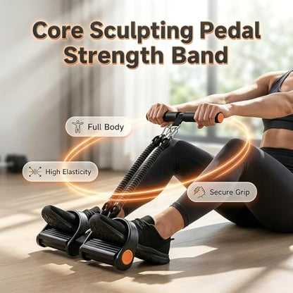 Pedal Resistance Band with Handle, 2026 Upgrade Multifunction Pedal Resistance Band, Elastic Pull Rope for Abs, Legs, Glutes, Arms, Waist - color: Black, size: 25-50 lb