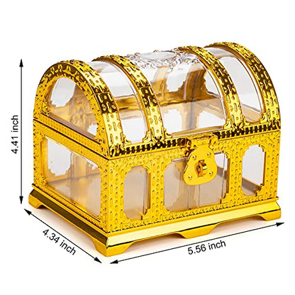 Kids Pirate Treasure Chest,Teacher's Favorite Treasures Collection Storage Box,Treasure Chest Toys for Classroom - color: transparent golden chest 3