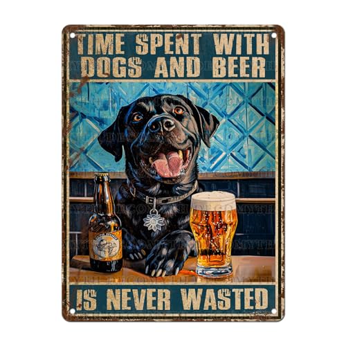 Dog Beer Sign Dog Bar Sign Vintage Beer Signs for Bar 12 * 16inch - color: Coffee17, size: 30X40cm(12*16in)