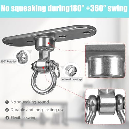 Heavy Bag Hanger,Stainless Wall Ceiling Mount Hook 180°/360° Rotation Wood Beam Holder Body Weight Strength Training Systems, Aerial Yoga Swing & Hammock - size: 4-holes with 180° + 360° rotation