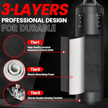 Heavy Punching Bag Set for Adults Boxing Training MMA Muay Thai Home Gym | 4ft Heavy Boxing Bag Set , 12oz Gloves Included, MMA, Taekwondo, Muay Thai, Home Gym, Unfilled
