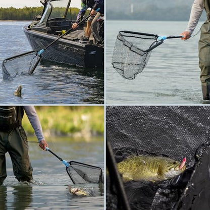 Calamus Triangle Fishing Net with Non-Slip Elastomer Handle | Lightweight & Strong, Foldable Landing Net, Elastic Lanyard and Belt Clip, UV-resistant Mesh, Fishing Gear for Men - style: 31" Full (Fixed Pole)