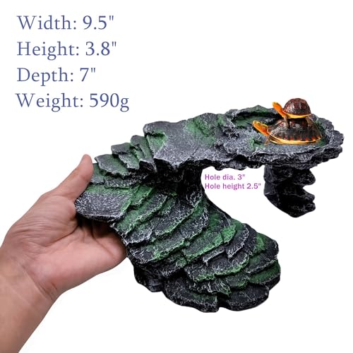 M2cbridge Reptile Hide Resting Step Ledge Cave Hideout Turtle Basking Platform – Great for Reptiles, Amphibians, and Fish (Black Step Ledge) - style: Black Step Ledge