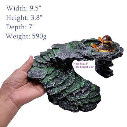 M2cbridge Reptile Hide Resting Step Ledge Cave Hideout Turtle Basking Platform – Great for Reptiles, Amphibians, and Fish (Black Step Ledge) - style: Black Step Ledge