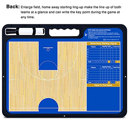 LEAP Coach Board Premium Tactical Clipboard Two Sides with Full & Half Court Dry Erase Marker Board for Basketball, Baseball, Soccer, Football, Hockey - color: Basketball Board