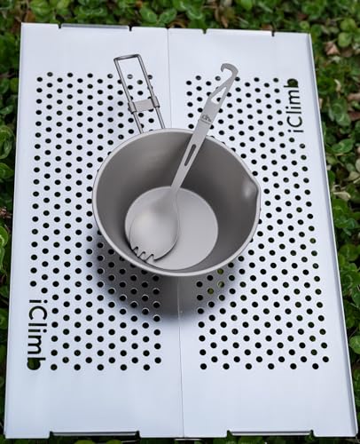 Titanium Bowl with Foldable Handle Ultralight Compact | Portable Flatware Tableware with Bag for Outdoor Camping Backpacking Hiking Travel Picnic