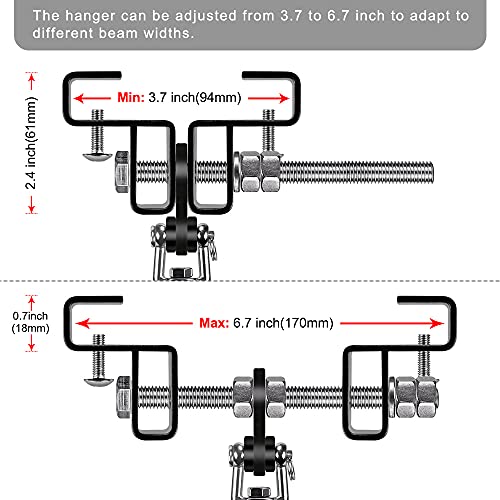 Punching Bag Hanger for I Beam 880 LBs Capacity Heavy Bag Mount Width Adjustable Boxing Bag Holder & Steel Beam Clamp for Beam - color: Hanger&Carabiner&360°Swivel(2 Pack)