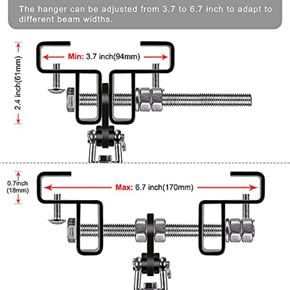 Punching Bag Hanger for I Beam 880 LBs Capacity Heavy Bag Mount Width Adjustable Boxing Bag Holder & Steel Beam Clamp for Beam - color: Hanger&Carabiner&360°Swivel(2 Pack)