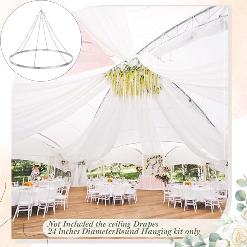 Otoollling 24 Inch Silver Metallic Ceiling Drapes Hanging Kit for 6 Panels - color: Silver, size: 24"W x 24"L (Pack of 1), style: 6 Panels