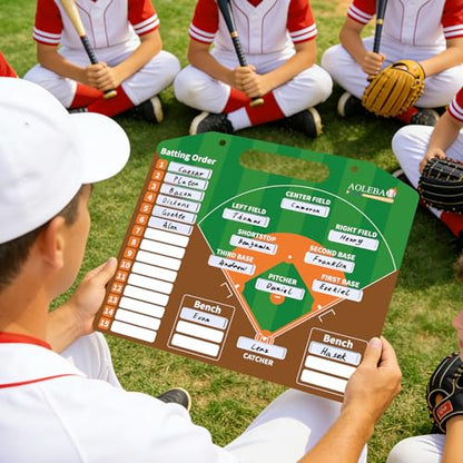 AOLEBA Baseball Lineup Board for Dugout,Dry Erase Magnetic Metal Baseball Clipboard for Coaches - style: Horizontal - Brown