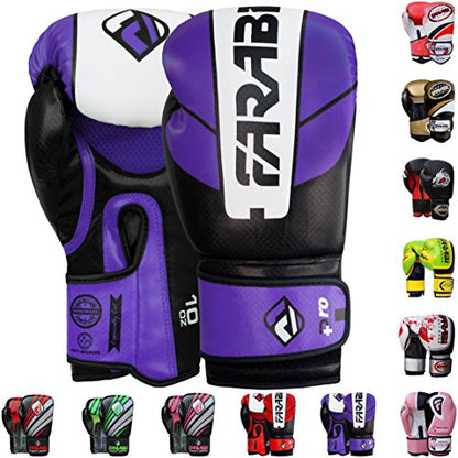 Farabi Pro Fighter Boxing Gloves Sparring Gym Bag Punching Focus Pad Mitts - color: Purple/Black, size: 10Oz
