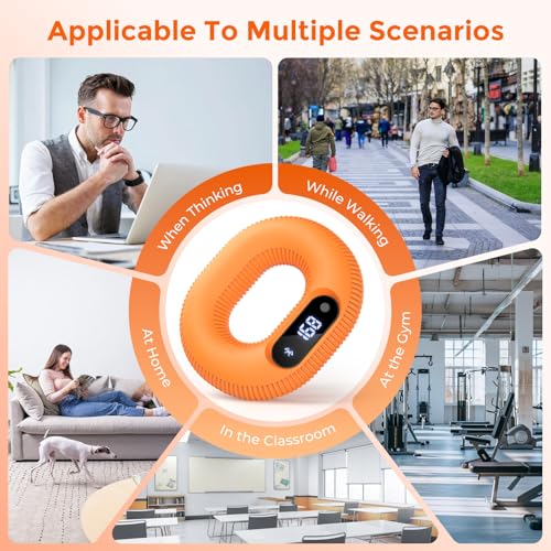 Smart Grip Strength Trainer with Bluetooth APP - Squeeze to Play Games & Scroll Video Hands-Free, Soft Silicone, Portable Hand Exercise for Strength, Stress Relief & Rehab (Orange, 40 LB)