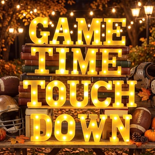 Aurelema 17 Pcs Football Decoration Game Time Touch Down Letter Lights Sign - color: Game Time Touch Down, size: 6.3 Inches