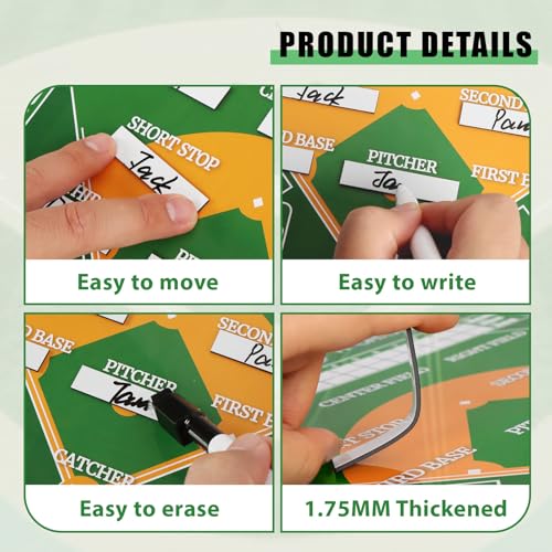 Magnetic Baseball Lineup Board with Bag, Comes with 40 Magnetic Lineup Cards, Dry Erase Clipboard for Coaches, Reusable Design, Essential Training & Sports Accessories