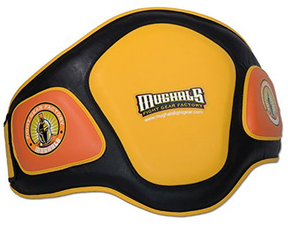 MMA Muay Thai Belly Pad - style: Buckle (Yellow/Black/Orange)