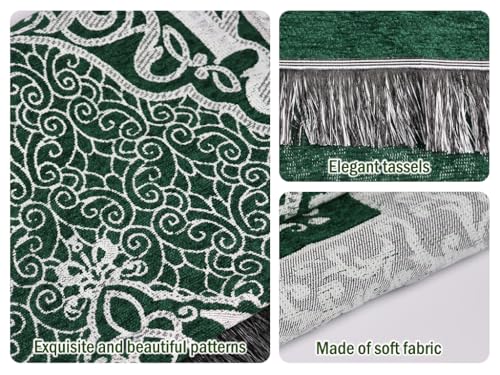 Anlising Muslim Prayer Mat, Islamic Prayer Carpet Mat, 27.5" x 43.3", Green, Modern Geometric Pattern, Machine Made, Indoor Use, Spot Clean Only