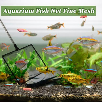 Fish Tank Net, Fine Mesh Aquarium Fish Net, Long Handle Fish Net, Stainless Steel Extendable Handle, Square Aquarium Cleaning Net for Aquarium Accessories - size: 6 inch