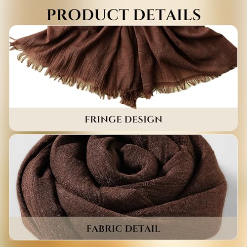 Extra Large Cotton Linen Shawl Wrap for Women, Elegant Scarf with UV Protection Breathable Lightweight Head Cover Hijab - color: Coffee Brown