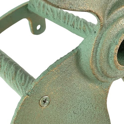 Zeckos Garden Hose Holder Boat Propeller 10.25 Inch Cast Iron Verdigris | Nautical Wall Design, Holds Up to 75 Feet, 6.5 Inch Deep, Three-Bolt Hardware Included - color: Boat Propeller - Green