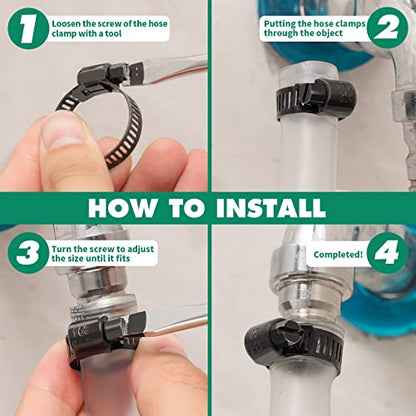 OURU 40PCS Black Hose Clamp Stainless Steel Adjustable 1/2"-3/4"(13-19mm) | Heavy Duty, Rust Resistant, Worm Gear Small Hose Clamp， Automotive, Pipe, Radiator Plumbing, Fuel Line - size: 40PCS (1/2" - 3/4")