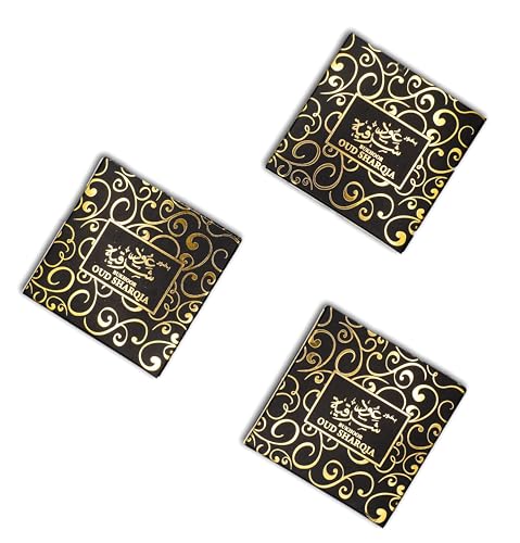 Bakhoor Oud Sharqia Arabic Incense Bricks - Long Lasting عود بخور | Exotic Woody and Musky Scent - Arabian Oud Rose Use on Frankincense Burner for Meditation and Relaxation (Pack of 03) - size: Pack of 03