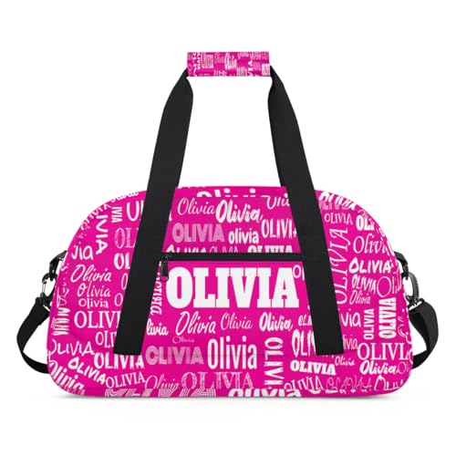 Custom Gym Dance Bag for Girls, Personalized Sports Bag for Teens Girls Waterproof Weekender Carry Practice Travel Bag, Deep Pink Rosy - color: Color12