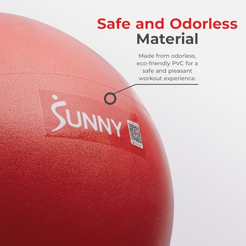 Sunny Health & Fitness Premium Anti-Burst Exercise & Stability Ball | 660LB Capacity, Yoga, Pilates, Physical Therapy, Recovery, Prenatal Comfort, Non-Slip Texture, Non-Toxic, Odor-Free - style: 9-inches/23cm