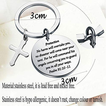 bobauna Bible Verse Keychain Psalm 91 No Harm Will Overtake You