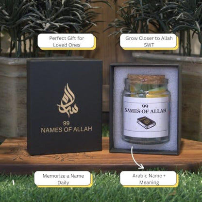 Islamic Inspirational Jars - Read Me When Quranic Verses, Hadith Collection, and 99 Names of Allah Jars - Quranic Affirmations - Ramadan and Eid Gifts for Muslims (99 Names of Allah) - style: 99 Names of Allah