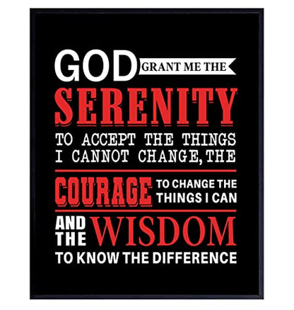 Serenity Prayer Wall Art Print - AA Recovery Poster 8x10 Unframed | Serenity Prayer Wall Decor, Recovery Gift Ideas, Sobriety Gifts For Women, Twelve Step Program Art, Addiction Recovery Decor