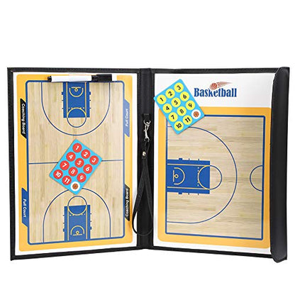 Magnetic Coaching Basketball Board, Colorful Folding Tactics Teaching Display Plate PU Leather Water Proof Training Clipboard for Teaching Instruction