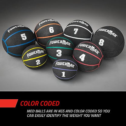 Gill Athletics PowerMax Weighted Rubber Medicine Ball - Weighted Exercise Ball, Medicine Balls for Exercise, Wall Ball or Slam Ball for Strength Training, Indoor/Outdoor Workout Ball - style: 3K