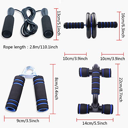 Sethruki Abdominal Muscle Training Rollers, 5-In-1 Roller Kit with Knee Pads, Push-Up Bars, Handle Grips, Skipping Ropes, Home Gym Exercise Kits Suitable for Physical Training