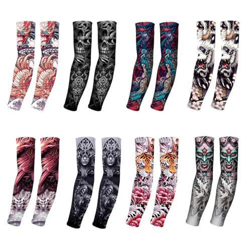 Tattoo Sleeves for Men Women Sun Protection UV Compression Arm Sleeves Breathable Skin Cover for Outdoor Sports - color: 001-16pc