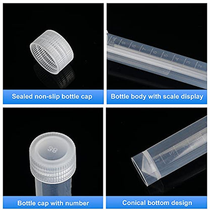 Z-Color 10pcs 10ml Lab Plastic Frozen Test Tubes Vial Seal Cap Container for Laboratory School Educational