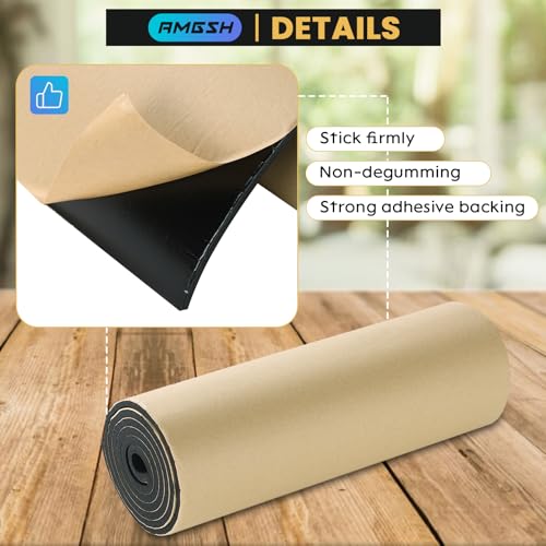 1/4"T x 12"W x 54"L Sponge Neoprene with Adhesive Foam Rubber Sheet | 4.5 Sqft for Weatherproofing, Gasket Seals, Crafts, Soundproof Padding, Vibration Dampening - size: 1/4” Thick X 12” Wide X 54” Long