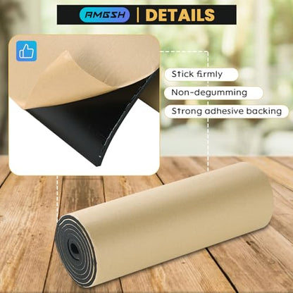 1/4"T x 12"W x 54"L Sponge Neoprene with Adhesive Foam Rubber Sheet | 4.5 Sqft for Weatherproofing, Gasket Seals, Crafts, Soundproof Padding, Vibration Dampening - size: 1/4” Thick X 12” Wide X 54” Long