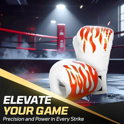 Flexzion Boxing Gloves for Kids 4oz – Training Punching Bag Mitts, Kid Boxing Gloves with Faux Leather & Wrap-Around Wrist Protection for Boys & Girls Ages 3-8 Years - color: White Blaze