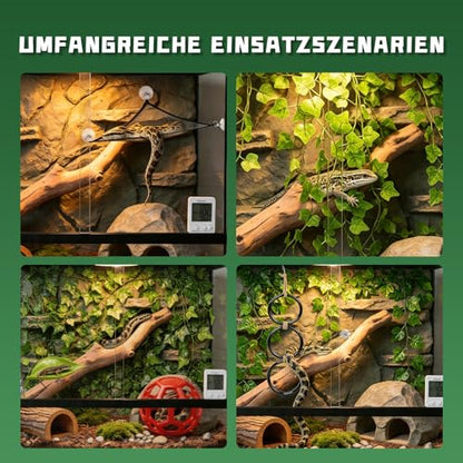 7-in-1 Snake Enclosure Accessories, Snake Climbing Toys & Habitat Decor | With Climbing Rings, Ball Chain, Suction Cups, Mesh Hammock, Artificial Ivy & Large Leaf Habitat for Ball Python, Corn Snake
