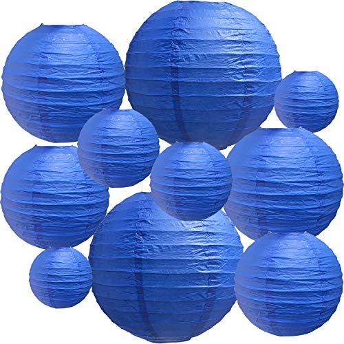 BEISHIDA Dark Blue Round Paper Lanterns Decorative Hanging Asia Chinese Japanese Paper Lanterns Lamp for Birthday Wedding Baby Bridal Shower Hannukah Home Decor Party Decoration（10 Packs） - color: Dark Blue, size: 4、6、8、10、12 Inch