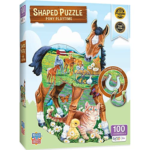 MasterPieces 100 Piece Shaped Jigsaw Puzzle for Kids - Pony Playtime - 14"x19" - style: Pony Playtime