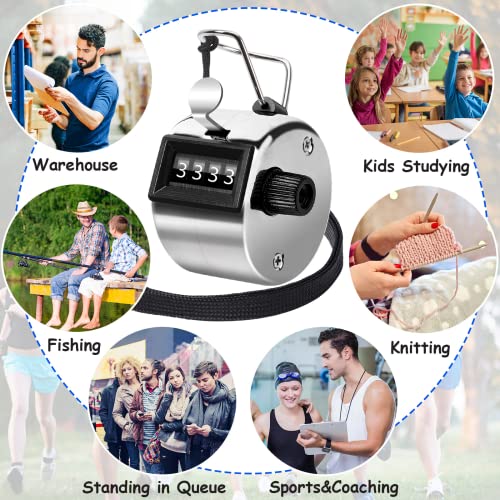 PETKNOWS 5Pcs Handheld Tally Clicker Counter 4 Digital Number for Sports | School Event Golf Sports Office Stadium, 4 Digital Number Clicker, 5 Pcs Handheld Counter Bulk - color: Silver