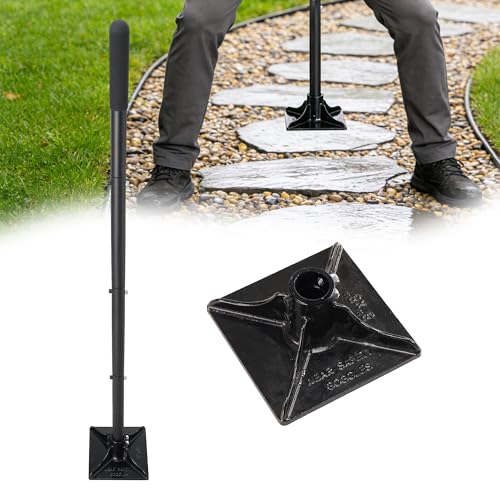 Heavy Duty Tamper Tool, 59 Inch Manual Soil Compactor Hand Tamper with Solid Flat Base Lawn Leveling Tool with Comfortable Handle for Yard Patio Driveway Garden Dirt Sand Gravel Soil ﻿