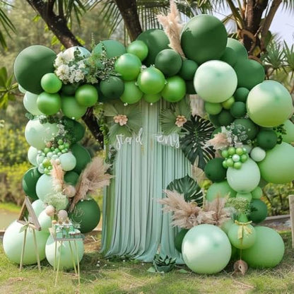 Pastel Green Balloon Garland Kit Different Sizes Double Stuffed Balloons Latex Sage Balloon Jungle Green Arch For Birthday Safari Baby Shower Gender Reveal Bridal Boho Party - color: Doubled Sage Green